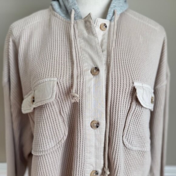 NWT Aeropostale Button Up Waffle Fabric Hoodie - Picture 2 of 8